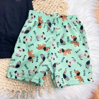 Conj. Camiseta Cachorrinho Bark e Bermuda - Preto e Verde